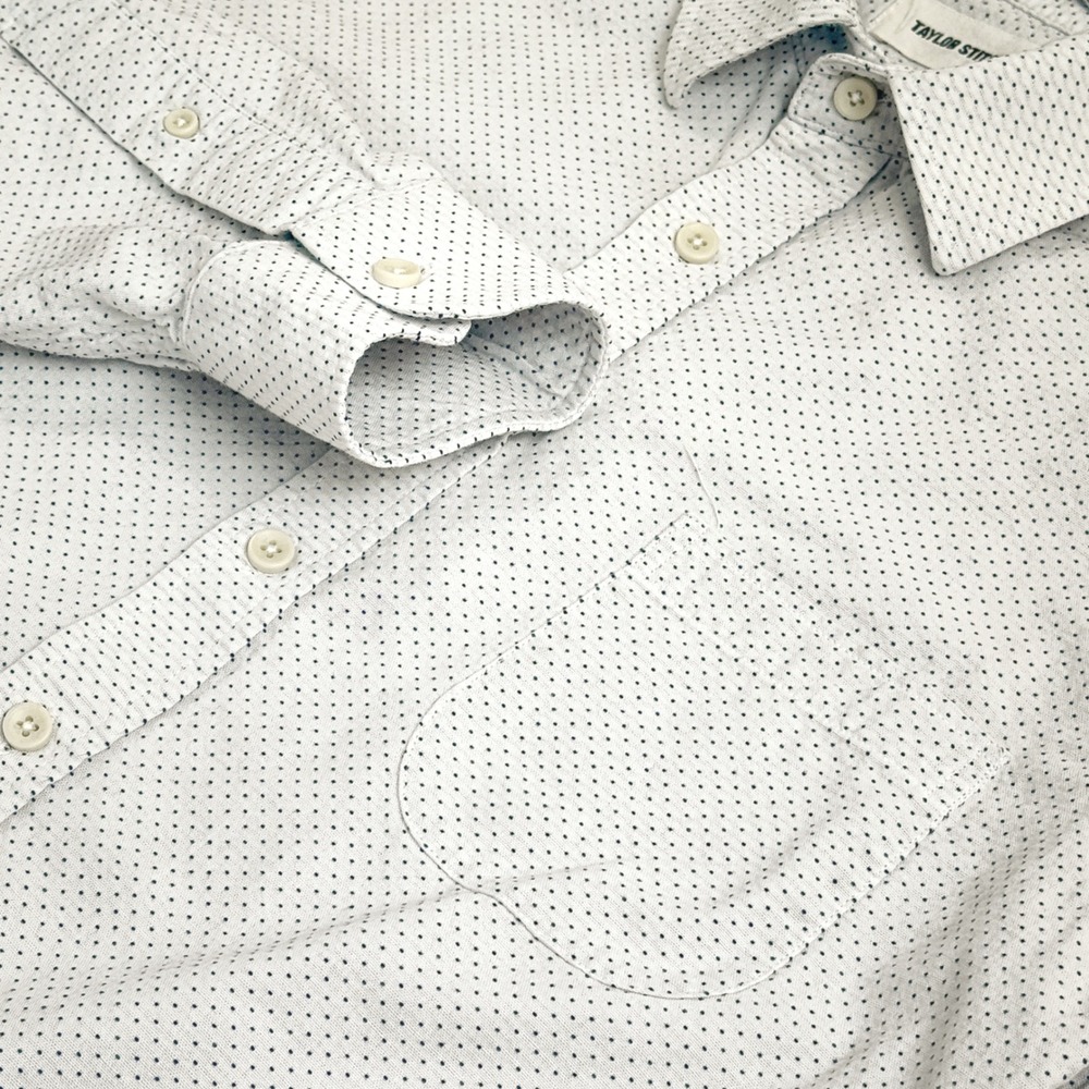 TAYLOR STITCH Size 38 Dot Print Long Sleeve Button Up Shirt Organic Cotton - Picture 4 of 7
